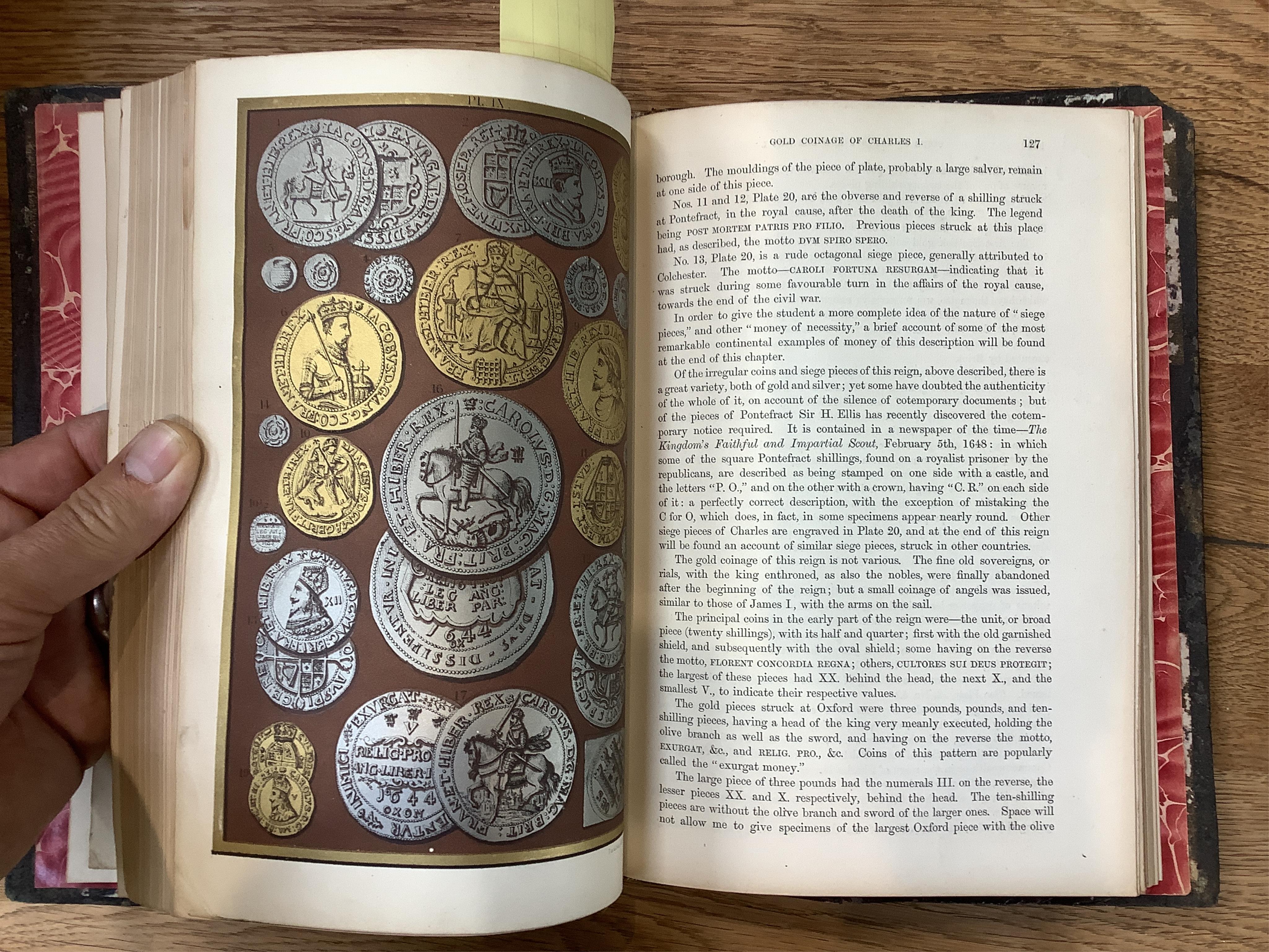 Humphreys, Henry Noel. The coinage of the British Empire. London, 1863. 8vo, 24 plates, papier maché binding with royal coat of arms in relief, later spine